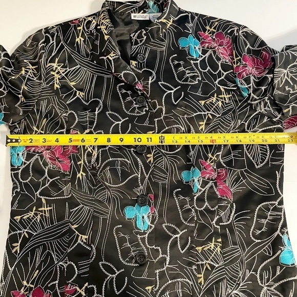 Units Y2K Retro Vintage Black Floral Blazer Size Large - Picture 4 of 5